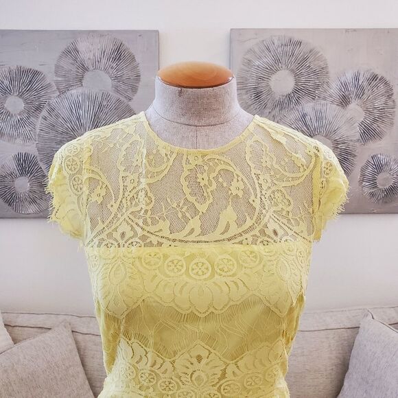 BB Dakota Jayce Lace Sheath Cocktail Dress size 8 in Citrus - NEW - Picture 4 of 14